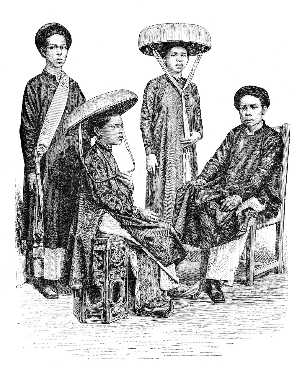 Annamesiska hövdingar och kvinnor, Vietnam, 1895 av Unbekannt