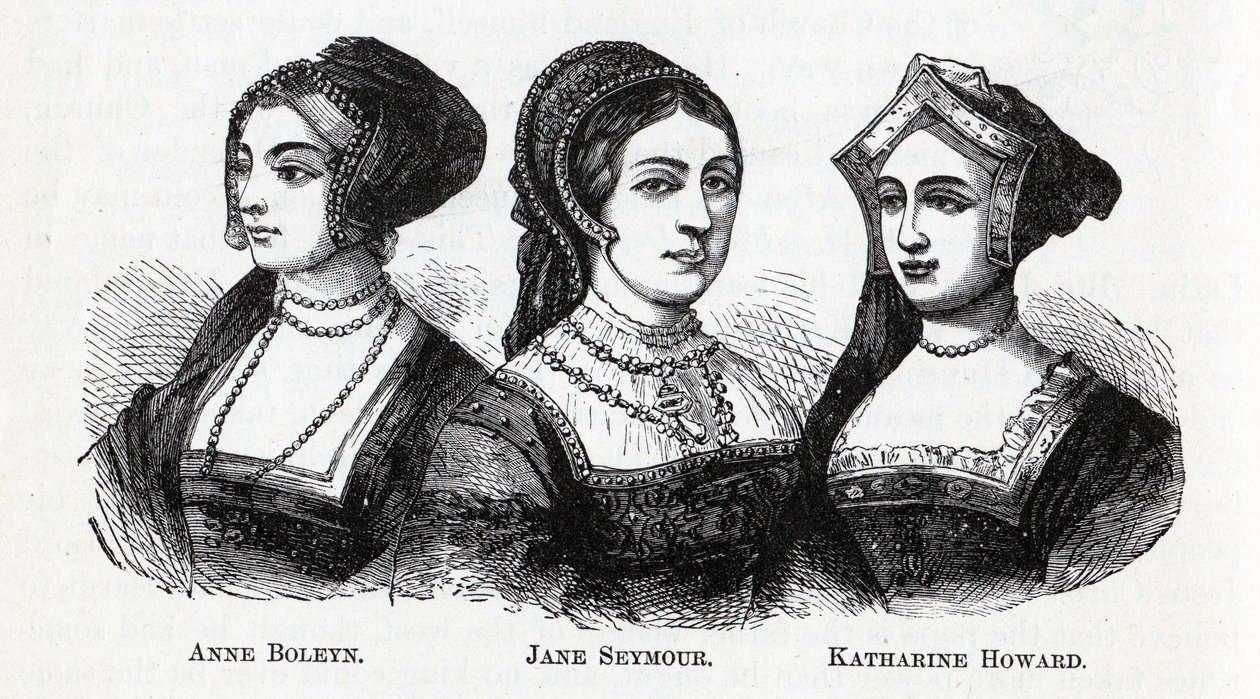 Anne Boleyn. Jane Seymour. Katharine Howard, 1882 av Unbekannt