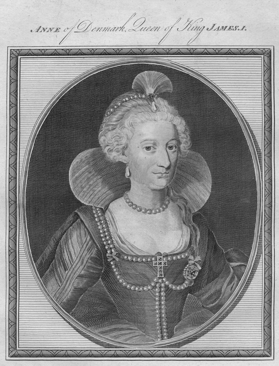 Anne av Danmark, drottning av kung Jakob I, 1786. av Unbekannt