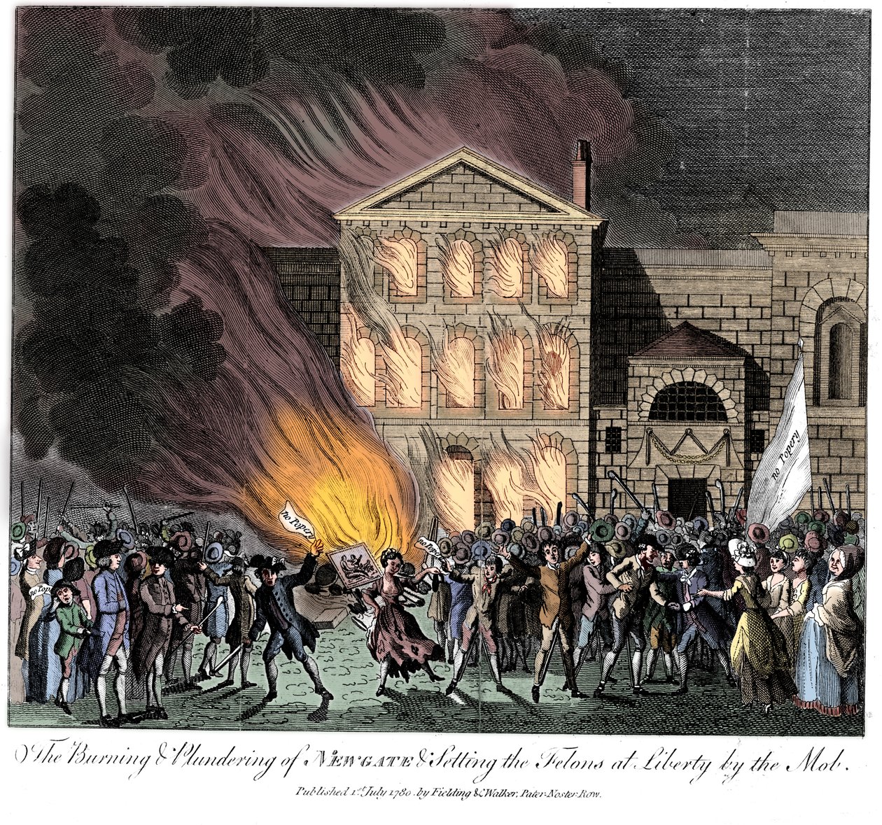 Anti-katolska Gordon Riots, London, 6-7 juni 1780 av Unbekannt
