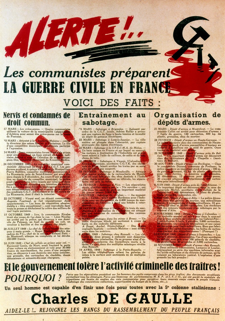 Antikommunistisk pro-gaulistisk affisch, 1949 av Unbekannt