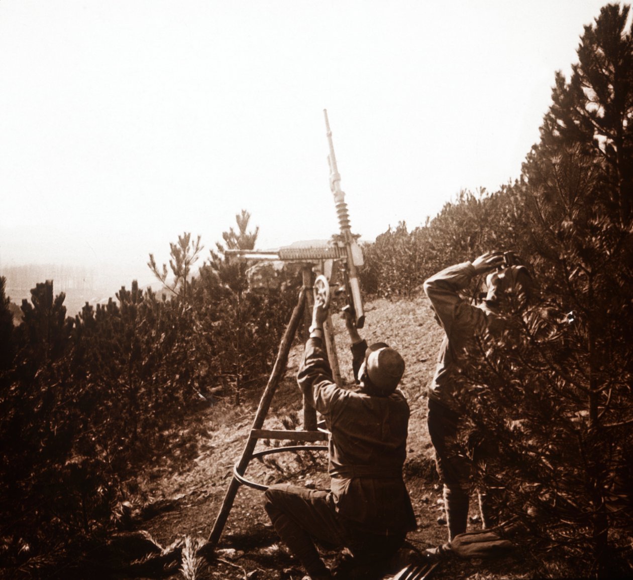 Luftvärnsmaskingevär, Alace, Frankrike, c1914-c1918 av Unbekannt
