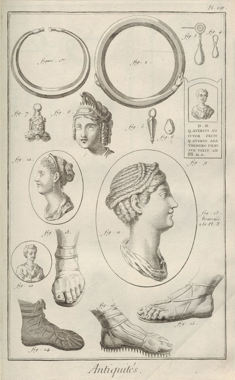 Antikviteter. Från Encyclopedia av Denis Diderot och Jean Le Rond d