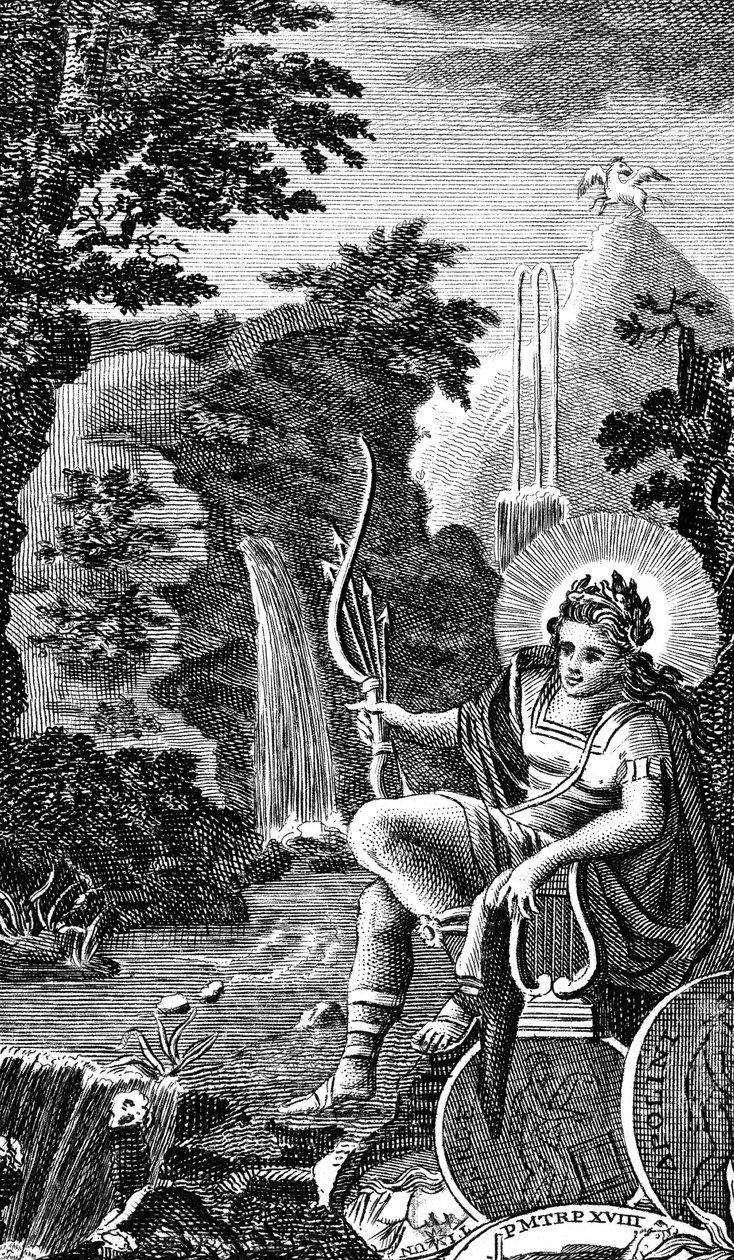 Apollo, antik grekisk gud för musik, poesi, bågskytte, profetia och helande, 1798 av Unbekannt