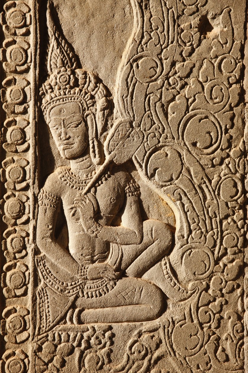 Apsara Dancer Carving på Angkor Wat, Siem Reap, Kambodja av Unbekannt