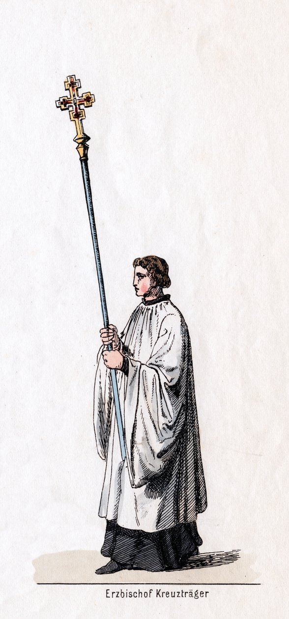 Ärkebiskopens korsbärare, kostymdesign för Shakespeares pjäs, Henrik VIII, 1800-talet av Unbekannt