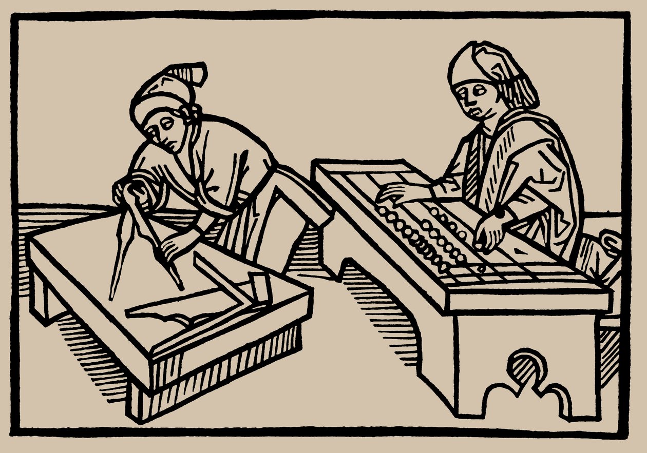 Aritmetik och geometri. Från människolivets spegel av Rodericus Zamorensis, 1479 av Unbekannt