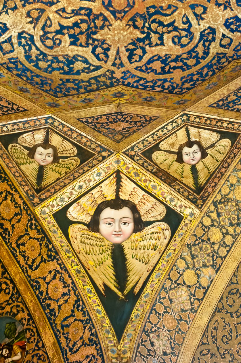 Armeniska apostoliska kyrkan; takmålning; ansikte med vingar; keruber och serafer; Vanks katedral; Jolfa eller Nya Julfa; Isfahan; Iran; Asien av Unbekannt