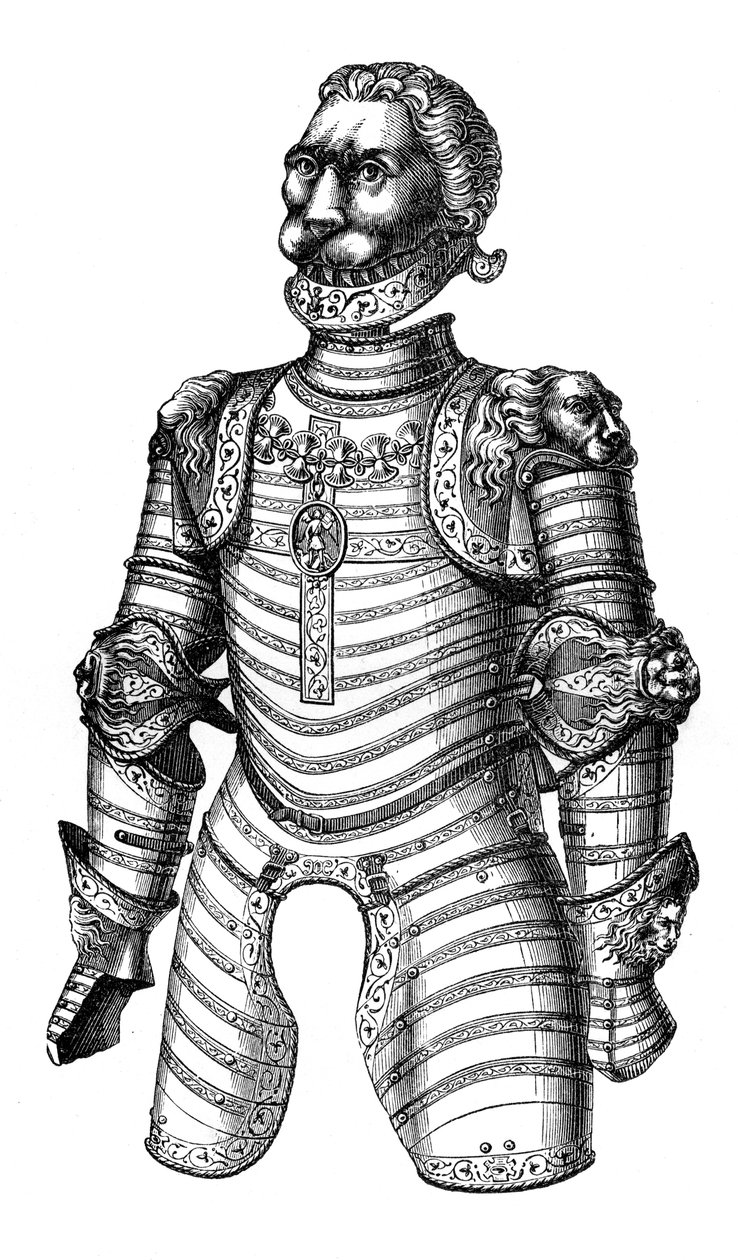 Pansar prydd med lejon, antas vara det från Ludvig XII, 1400-talet, 1870 av Unbekannt