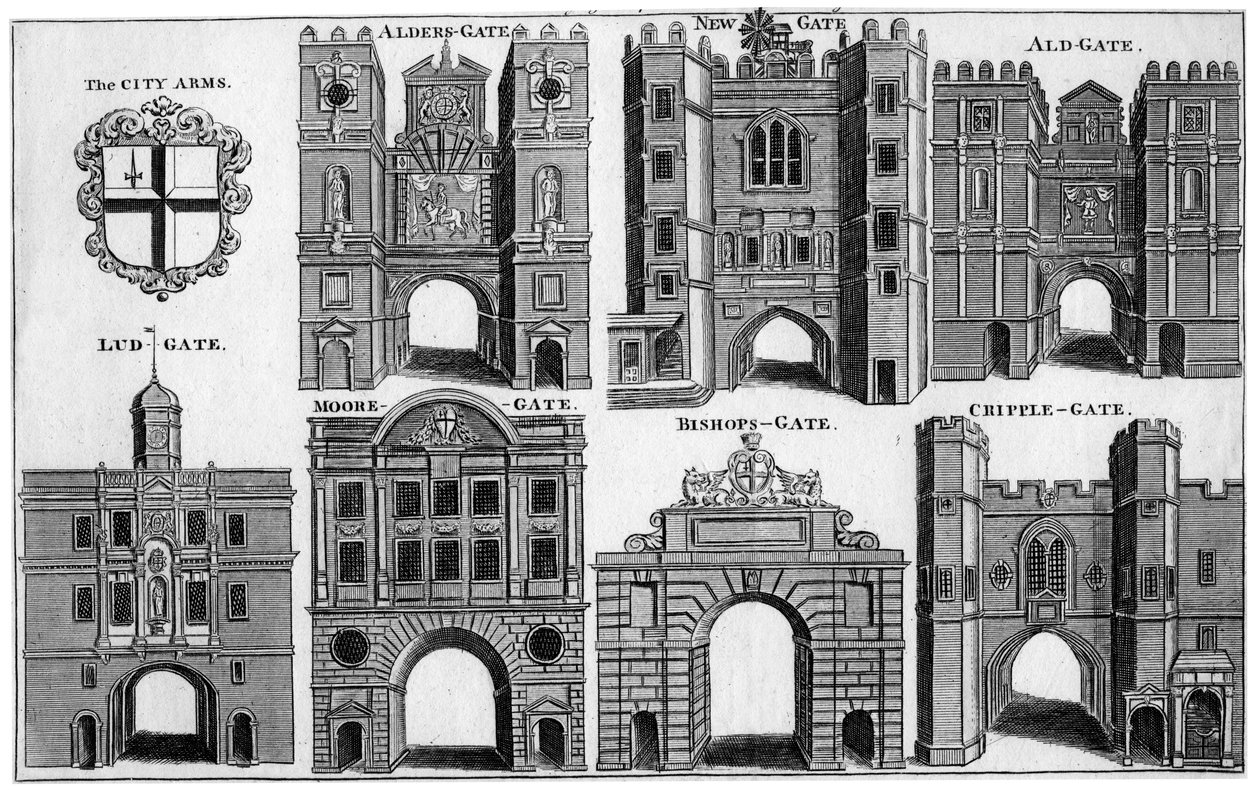 Vapen och portar i London City, c1650 1800-talet av Unbekannt