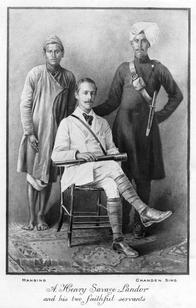 Arnold Henry Savage Landor 1865-1924 och hans två trogna tjänare, 1898 av Unbekannt
