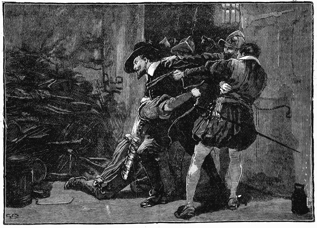 Gripande av Guy Fawkes i parlamentets källare, 1605 1800-talet av Unbekannt