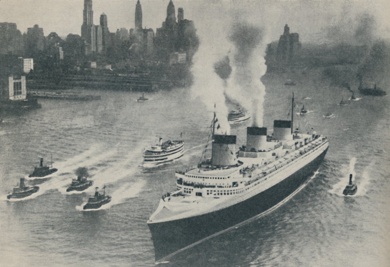 Ankomst till New York of the Normandie, 1936 av Unbekannt