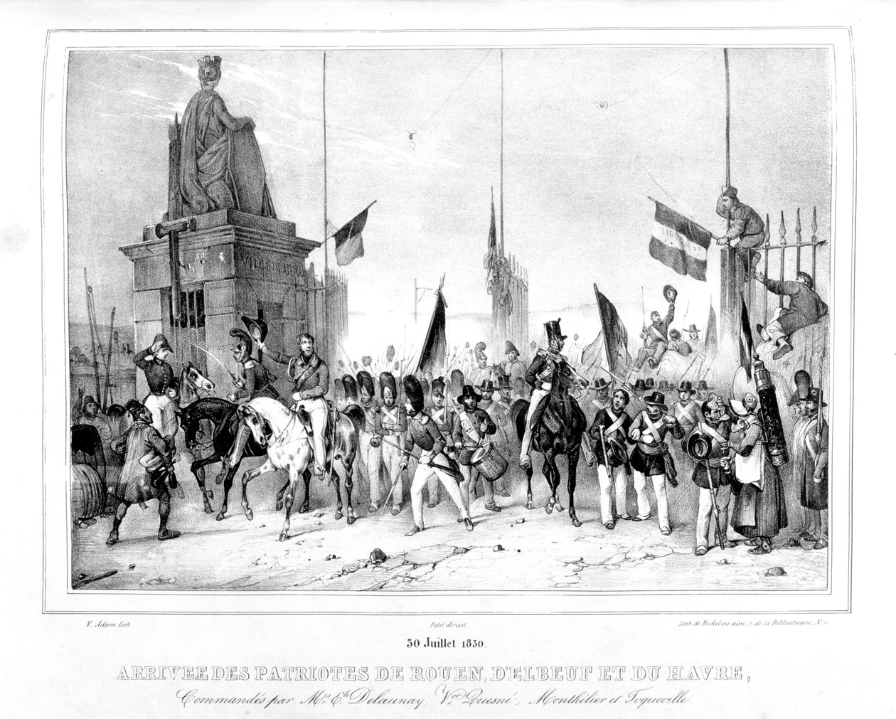 Patrioternas ankomst i Rouen, Elbeut och Le Havre, Paris, 30 juli 1830 av Unbekannt
