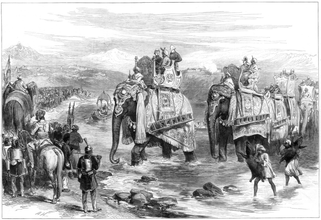 Prinsen av Wales ankomst till Jummoo, Cashmere, 1876 av Unbekannt