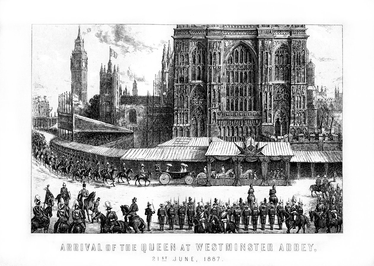 Drottningens ankomst till Westminster Abbey, London, 21 juni, 1887, 1889 av Unbekannt