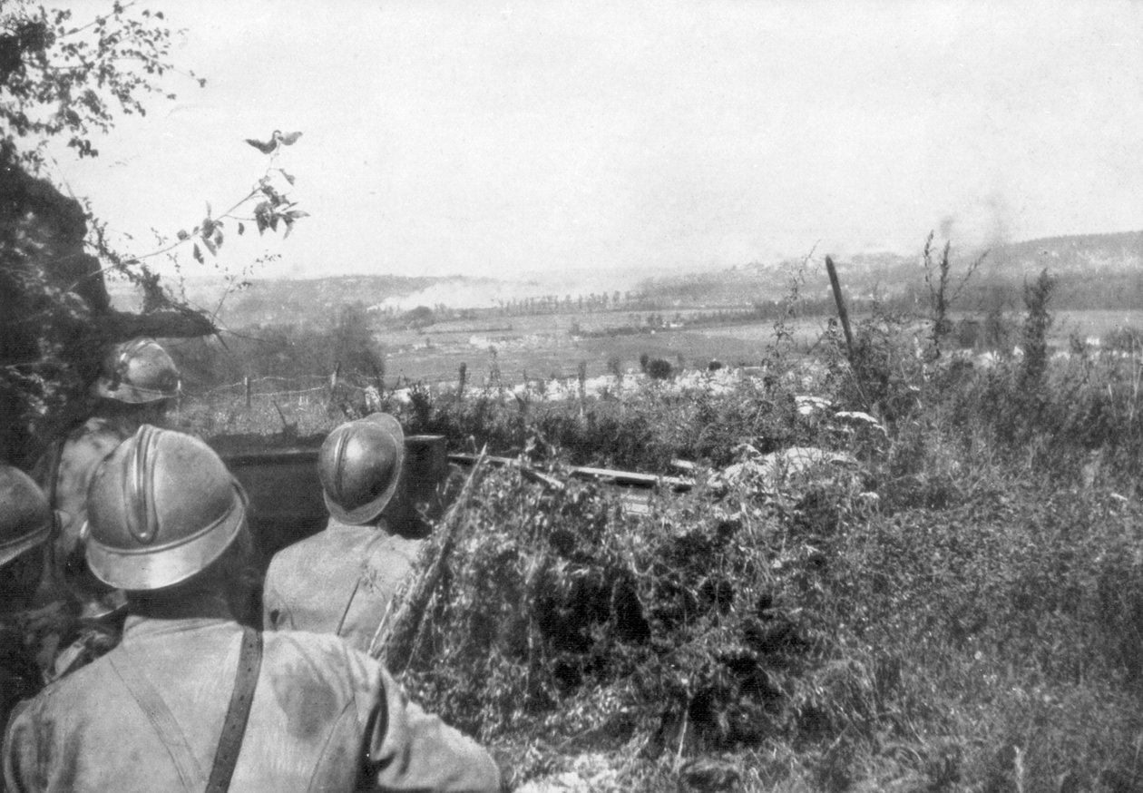 Artilleribombardement inför ett framryckning, Aisne, Frankrike, 2 september 1918 av Unbekannt