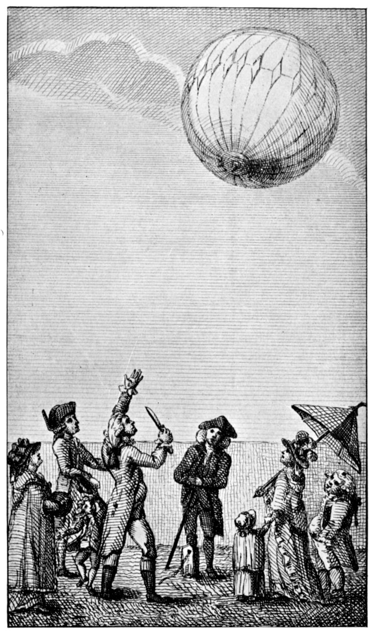 Ascension of a Montgolfier balloon, sent 1700-tal, 1910 av Unbekannt