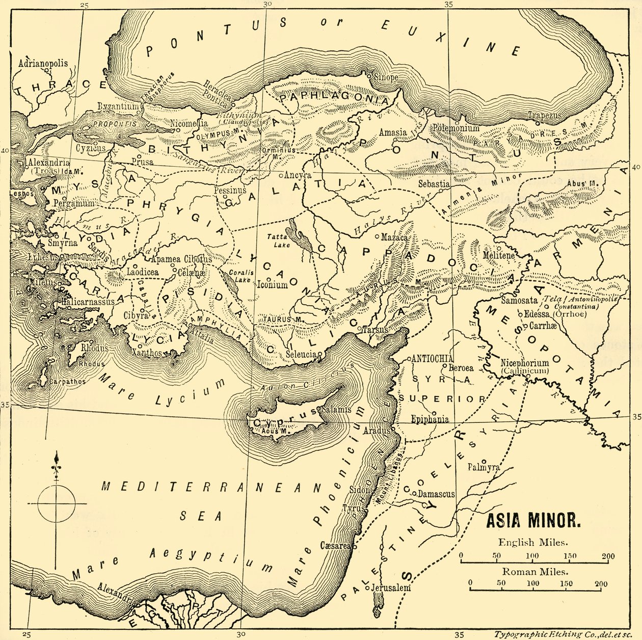 Mindre Asien - Karta, 1890. av Unbekannt