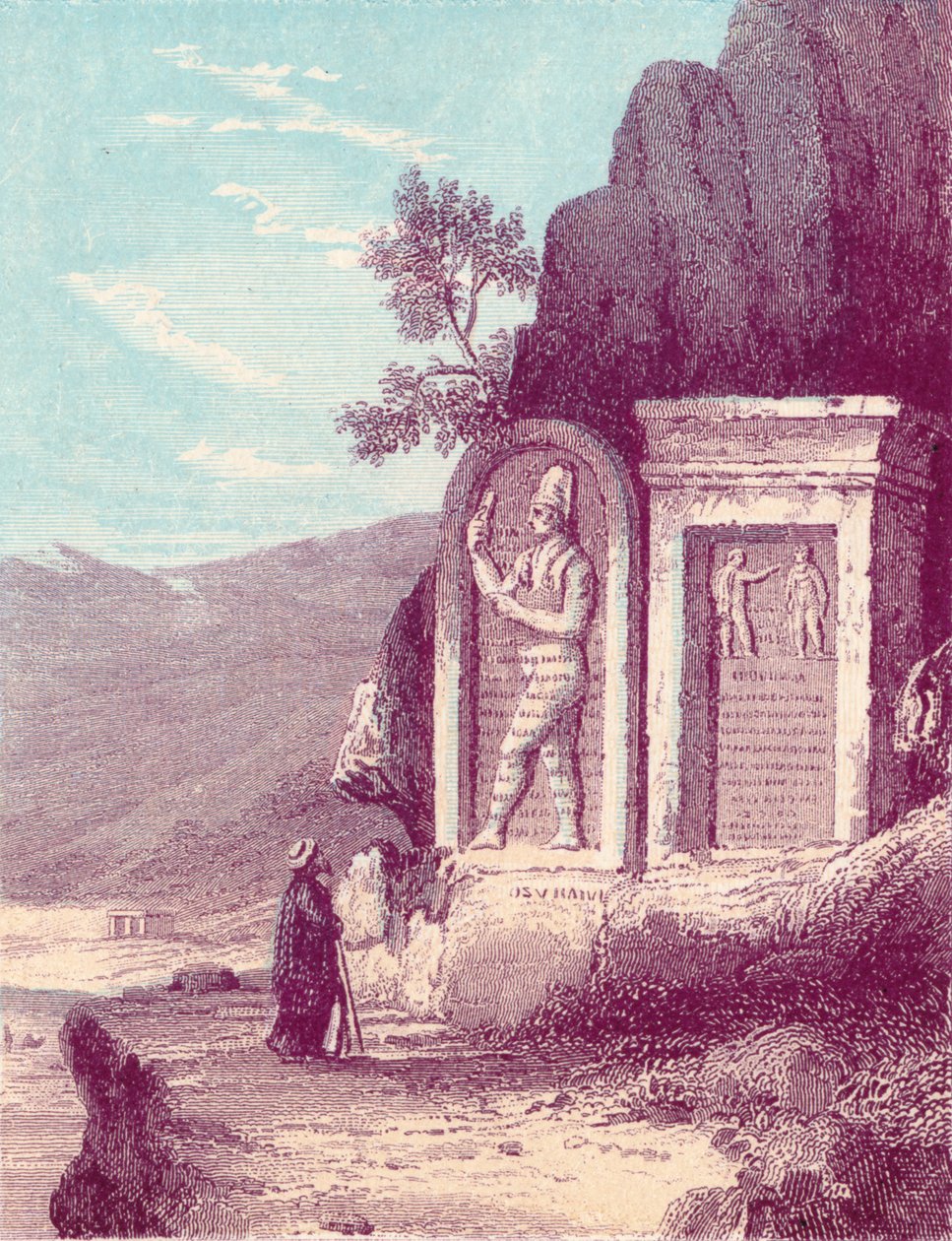 Assyrisk skulptur vid Nahr El Kelb eller Dog River, c1800-talet. av Unbekannt