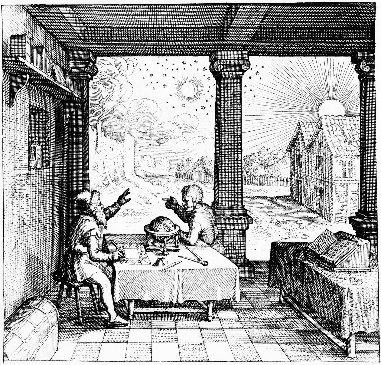 Astrologer förbereder ett horoskop, 1617-1619 av Unbekannt