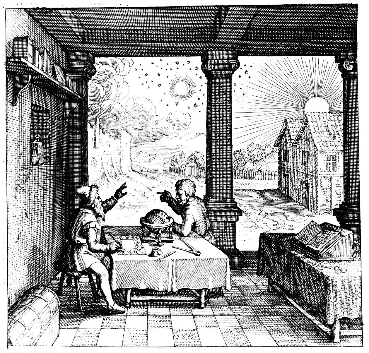 Astrologer förbereder ett horoskop, 1617-1619 av Unbekannt