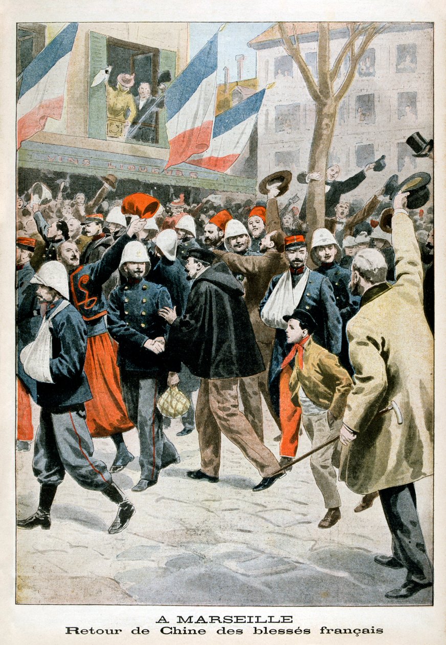 I Marseille, Återkomsten av sårade franska soldater från Kina, 1901 av Unbekannt