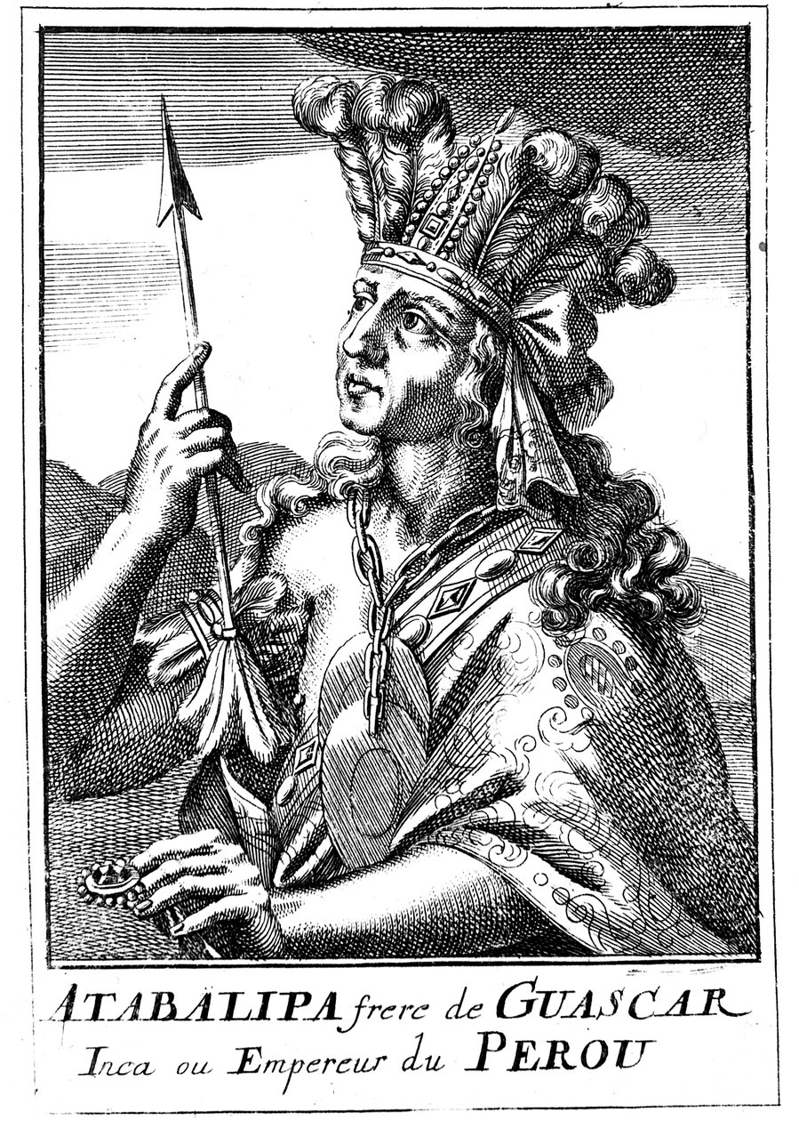 Atahualpa d1553, sista inkakejsaren av Peru, 1686 av Unbekannt
