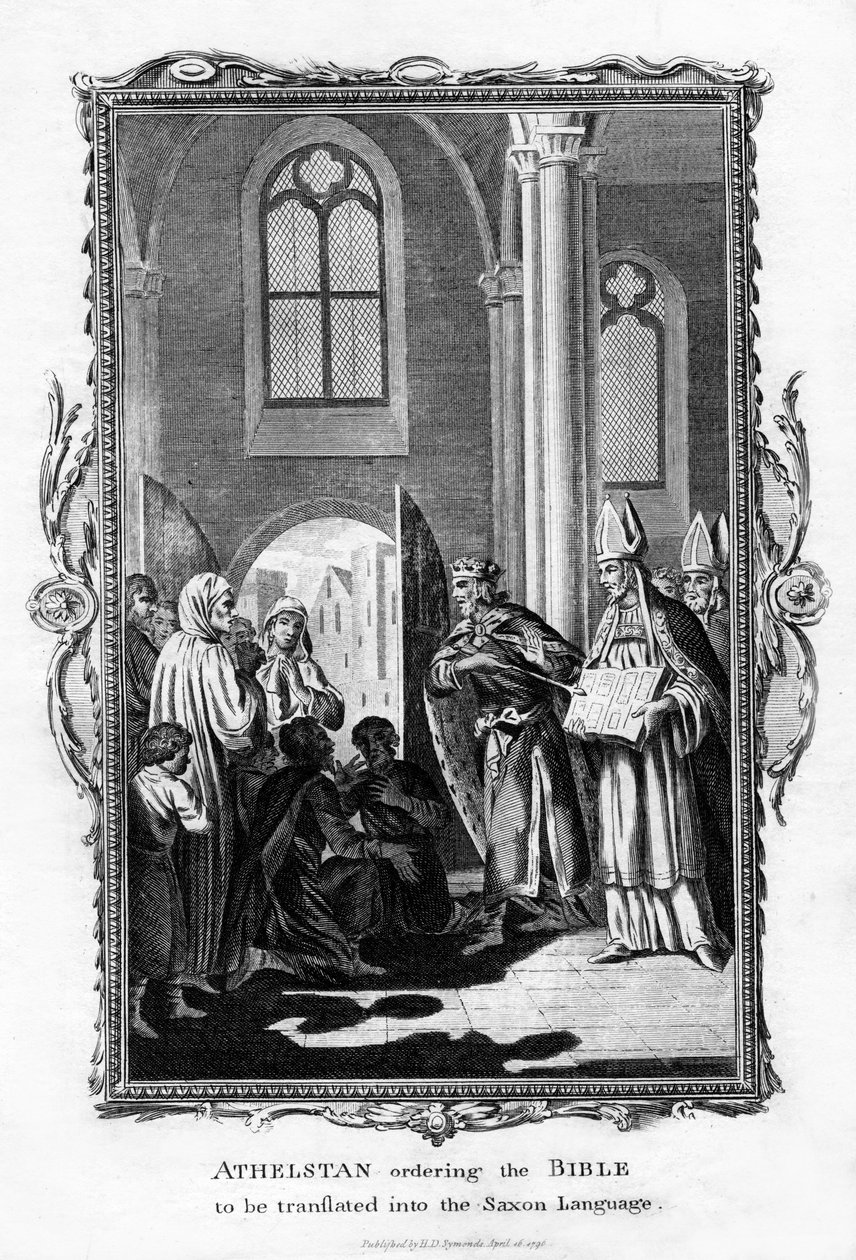 Athelstan beordrade att Bibeln skulle översättas till det saxiska språket, 1796 av Unbekannt