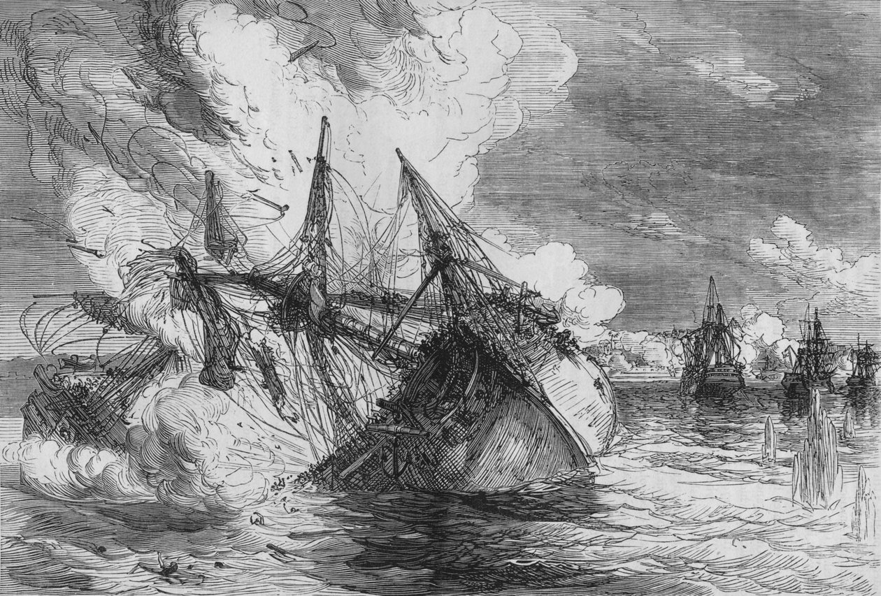 Attack på Nova Colonia, c1880 av Unbekannt