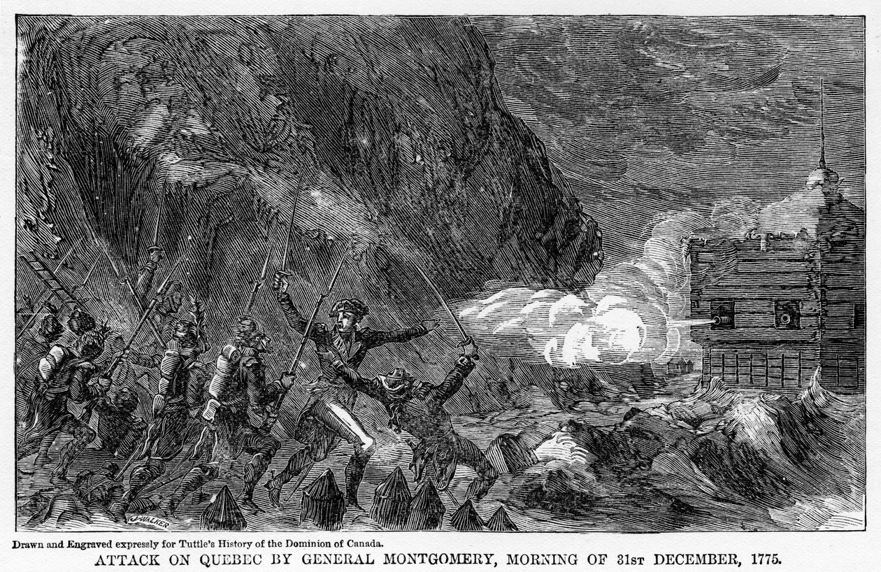 Attack på Quebec av general Montgomery, morgonen den 31 december, 1755, 1877 av Unbekannt