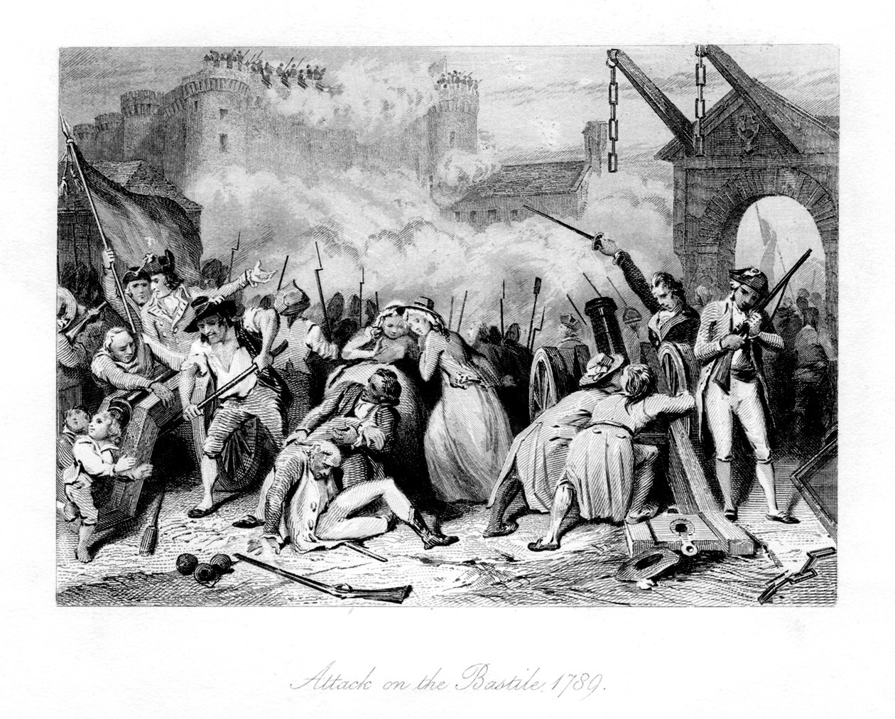 Attack mot Bastiljen, 1789, 1845 av Unbekannt