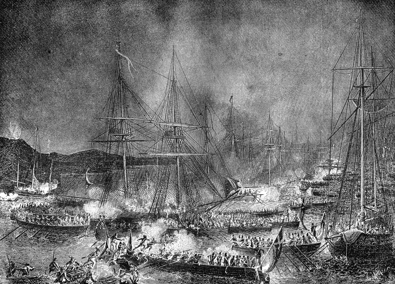 Attack mot den franska invasionsflottiljen i Boulogne, Frankrike, 15-16 augusti 1801 1882-1884 av Unbekannt