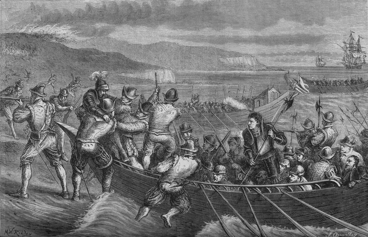 Attack på Isle of Wight, juli 1545, c1880 av Unbekannt