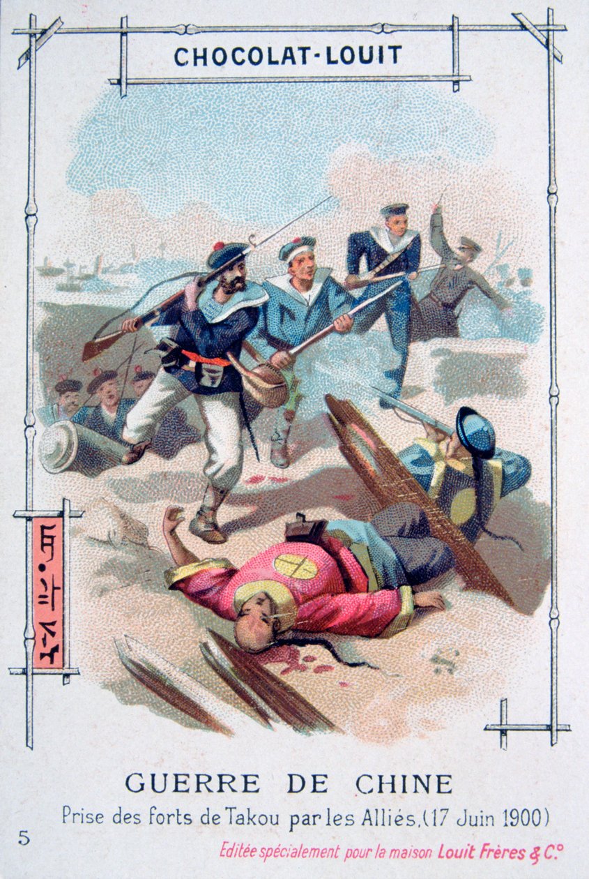 De allierade attackerade Takus fort, Boxer Rebellion, Kina, 17 juni 1900 av Unbekannt