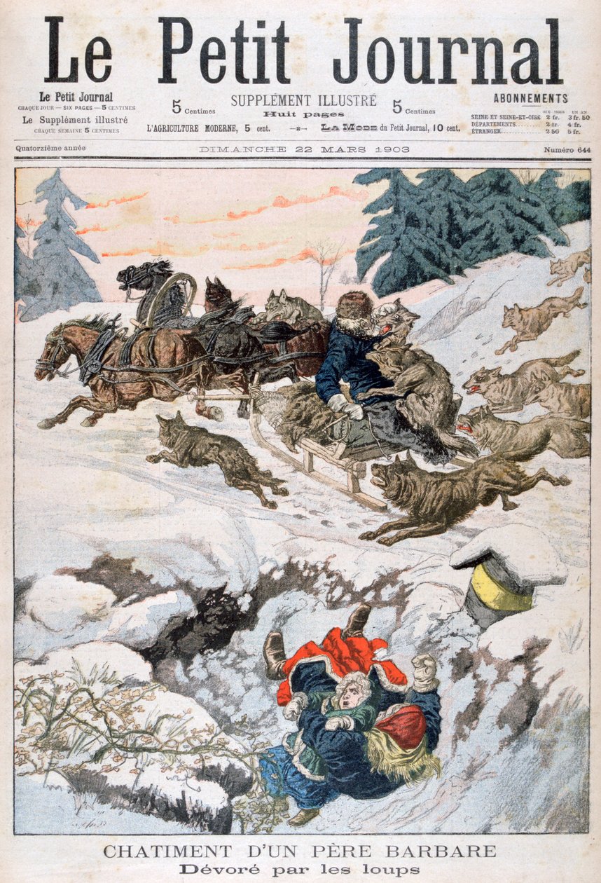 Angripen av vargar, Ryssland, 1903 av Unbekannt
