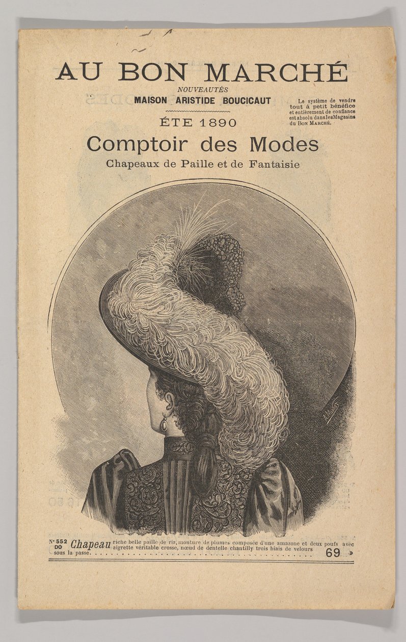 Au Bon Marché-Comptoir des Modes, Fancy stråhattar, sommaren 1890, 1890. av Unbekannt