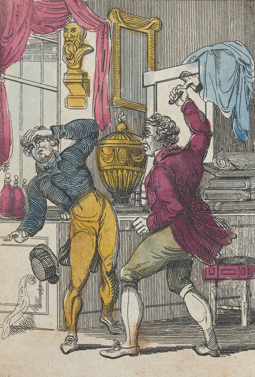 Auktionsförrättare och advokat, auktionsförrättare knockar en dålig lott, tidigt 1800-tal.. av Unbekannt
