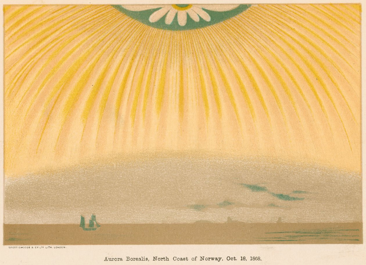Aurora Borealis eller norrsken observerat från norra Norge, 10 oktober 1868, 1906 av Unbekannt