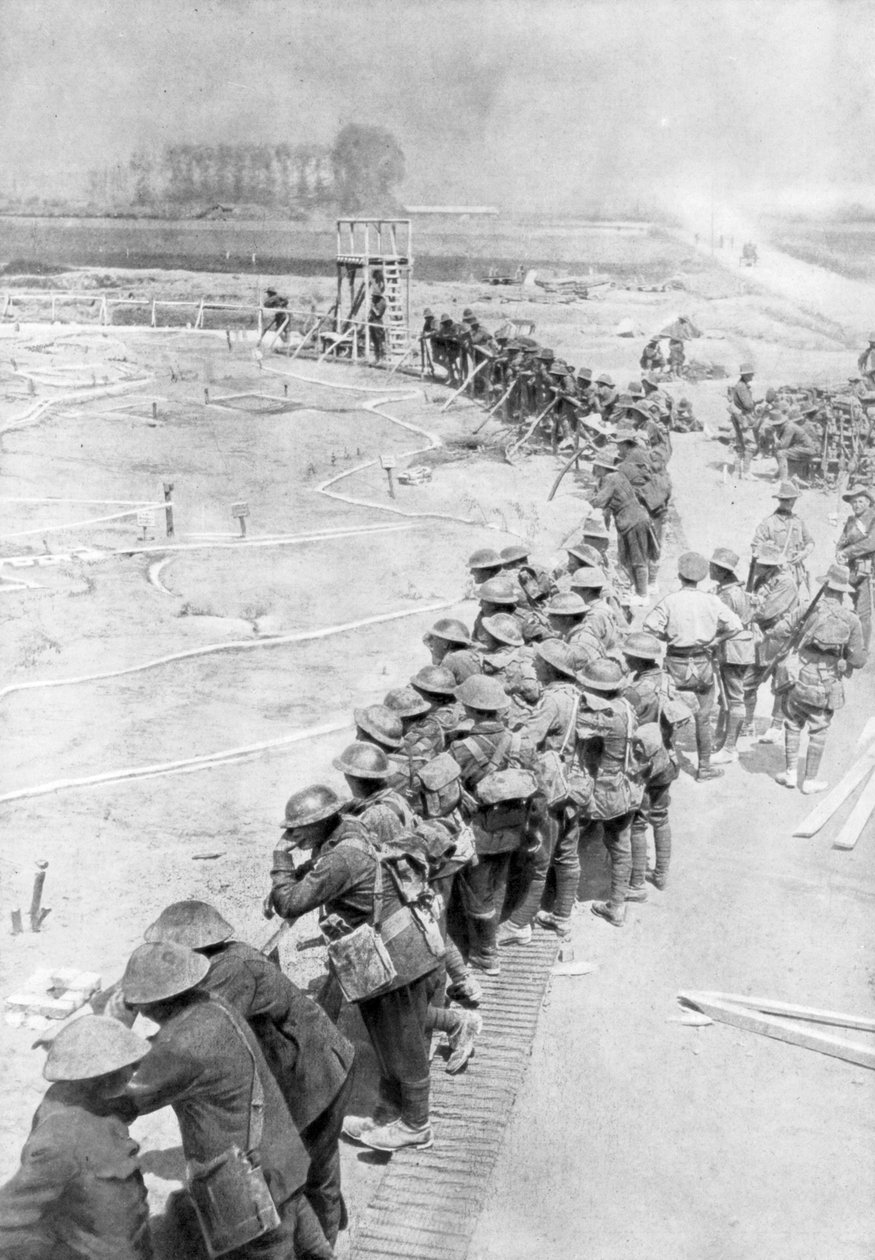 Australiska trupper dagen innan slaget vid Messines, Belgien, den 6 juni 1917 av Unbekannt