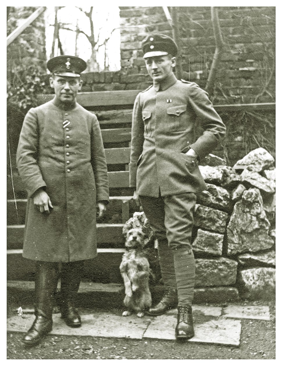 Österrikiska eller italienska soldater med en hund, februari 1918 (foto) av Unbekannt