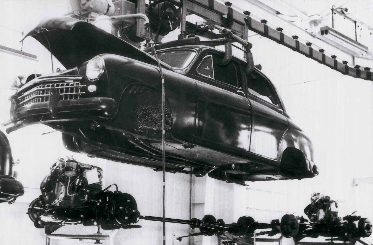 Fordonsindustrin av det spanska märket Seat i Barcelona, 1953-06-02 (s/v foto) av Unbekannt