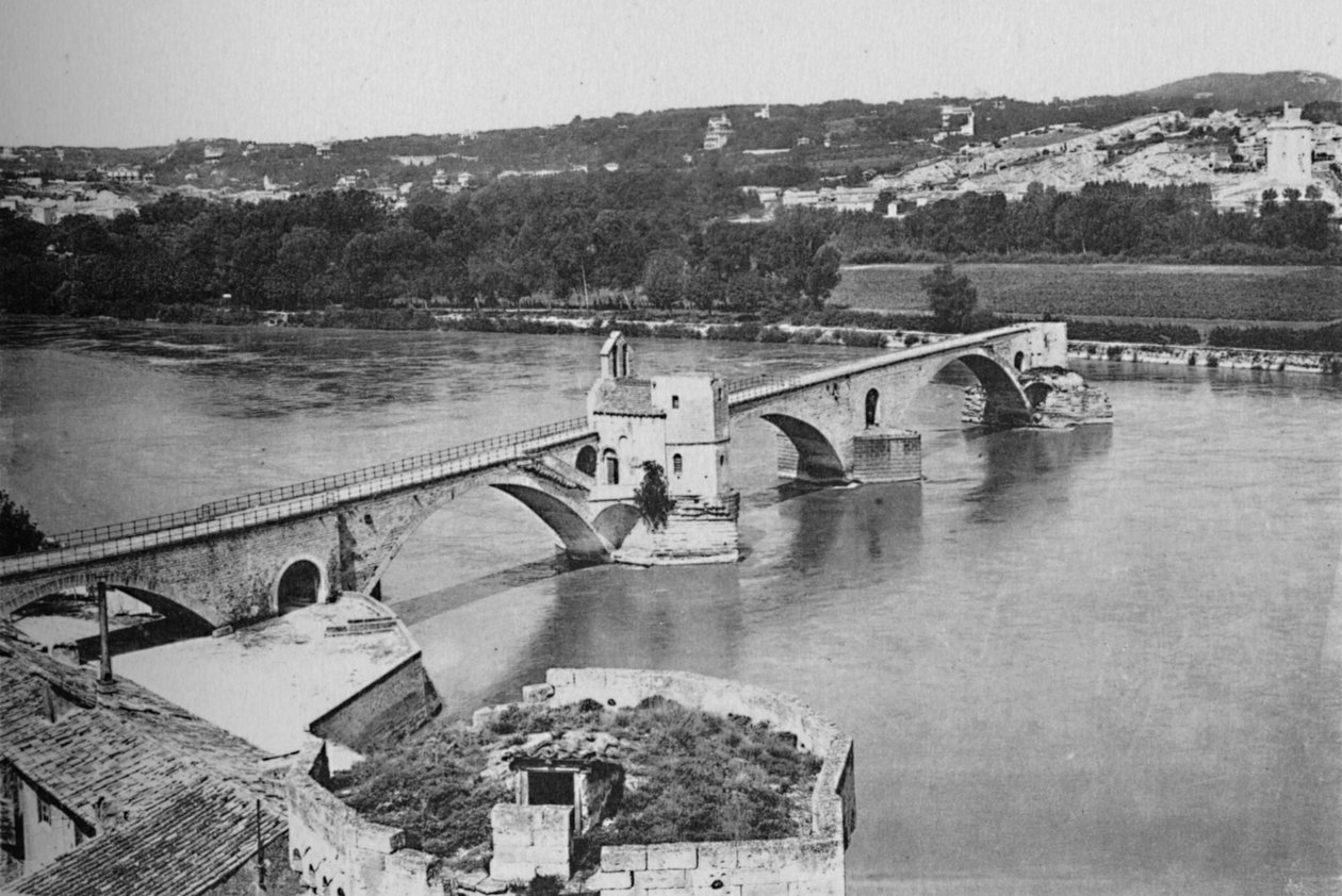 Avignon - St. Benezet-bron och Rhonedalen, vy från Doms Fort, c1925 av Unbekannt