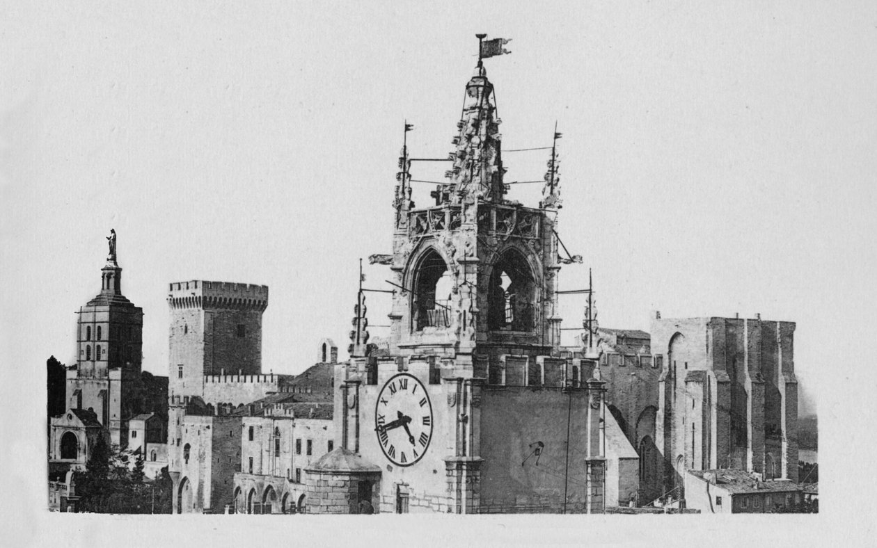 Avignon - Jacquemart Tower, kyrkan Notre-Dame of Doms och Popes Palace, c1925 av Unbekannt