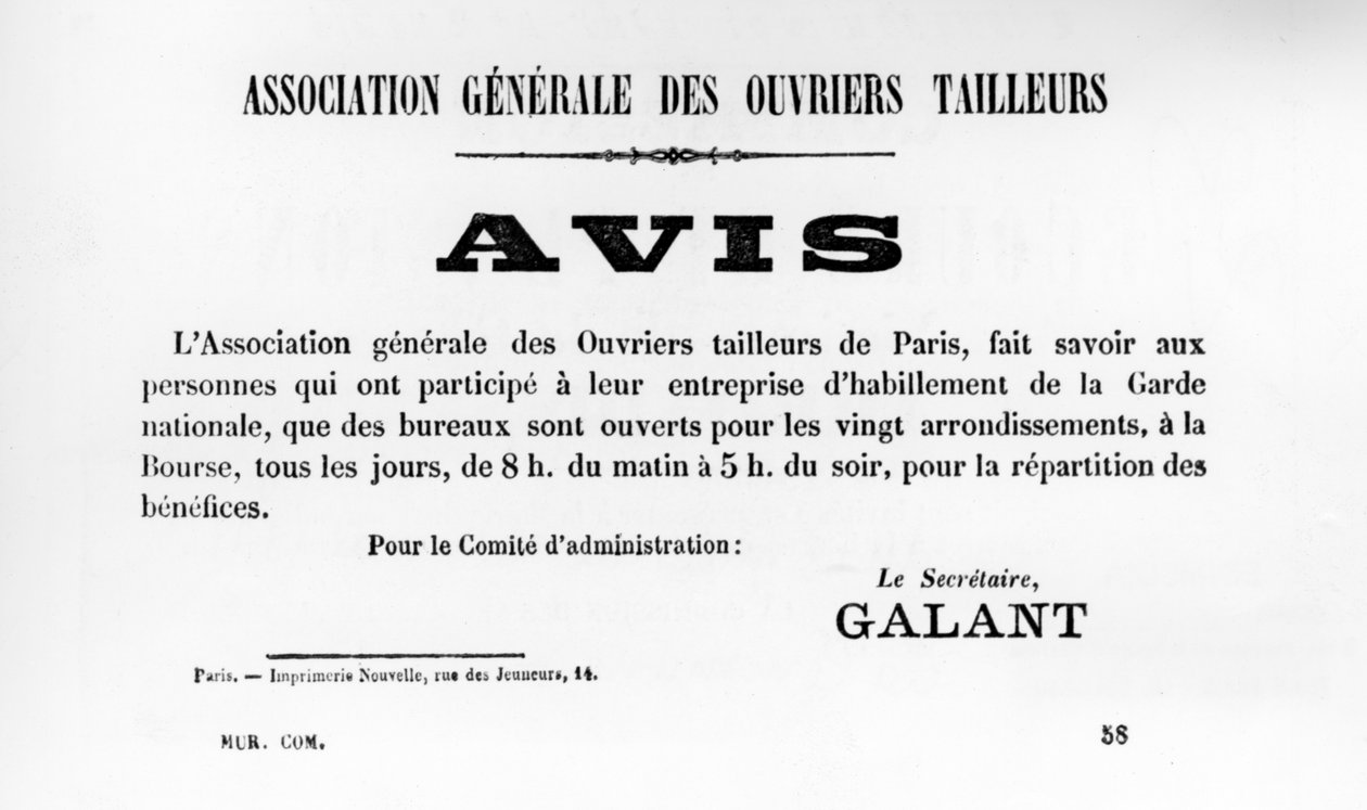 Avis, från franska politiska affischer från Pariskommunen, maj 1871 av Unbekannt