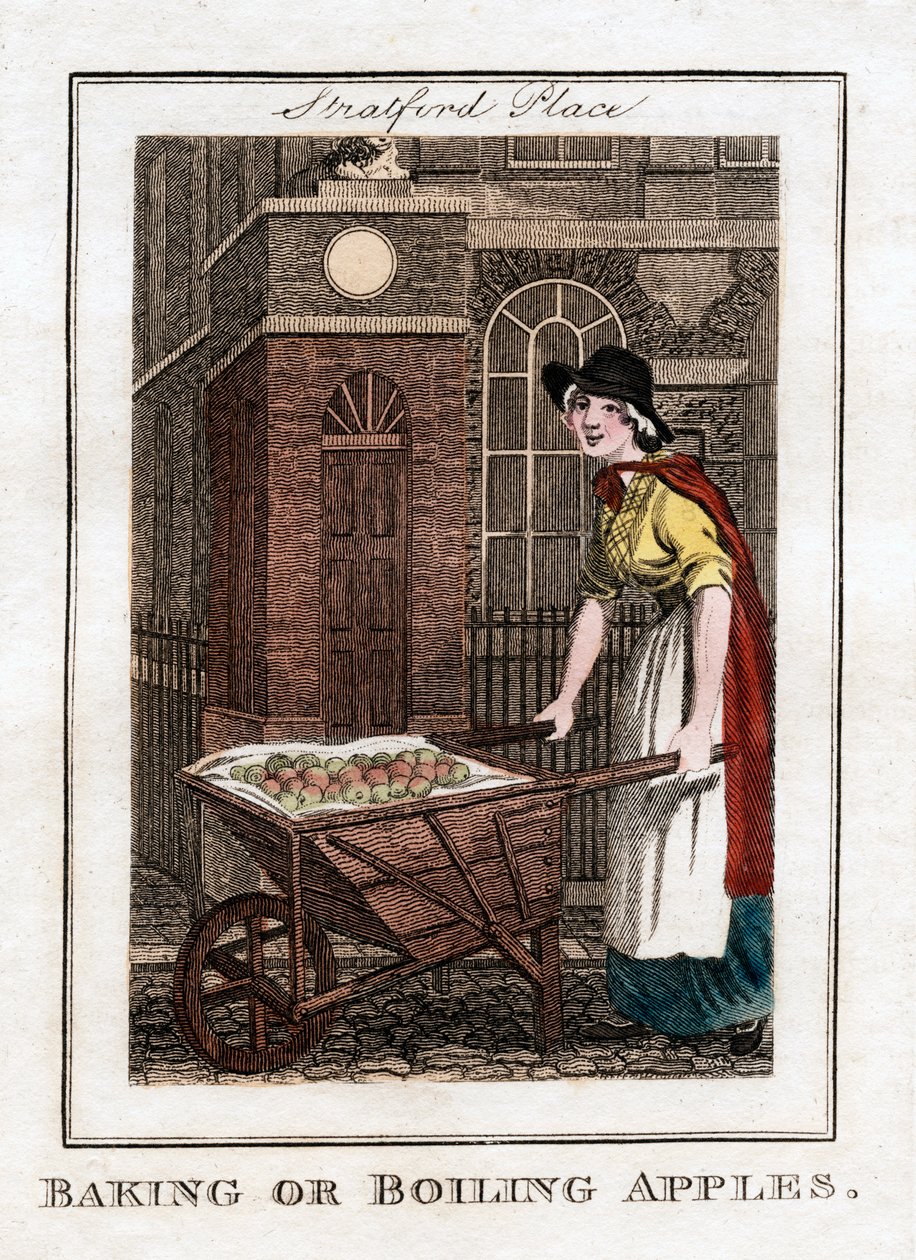 Bakning eller kokning av äpplen, Stratford Place, London, 1805 av Unbekannt