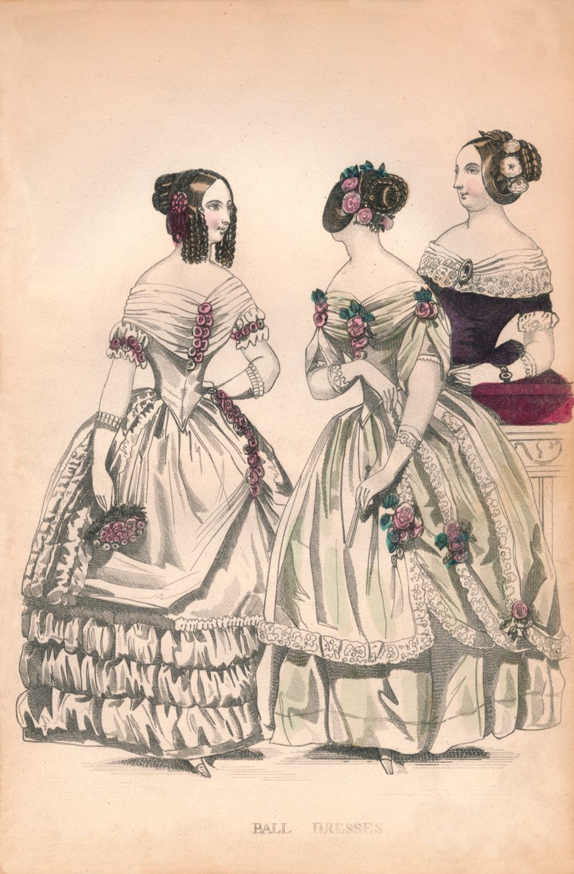 Bollklänningar, 1800-tal. av Unbekannt
