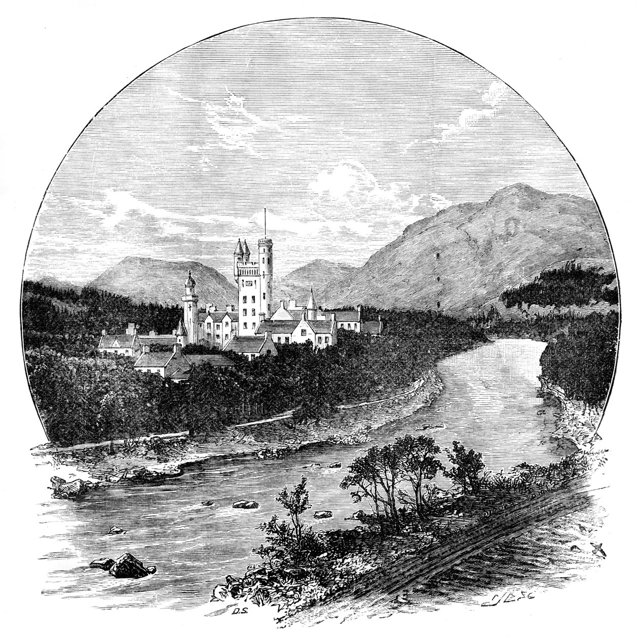 Balmoral Castle och floden Dee, Skottland, c1888 av Unbekannt
