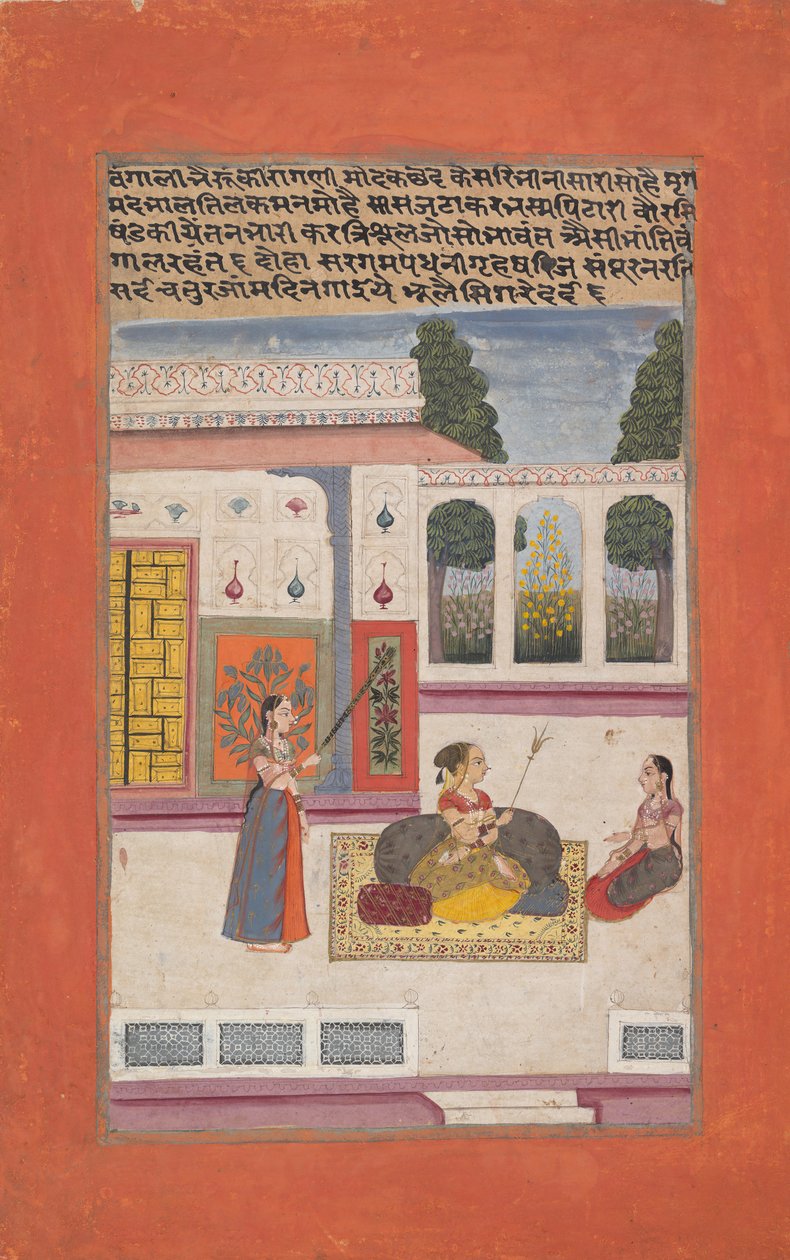 Bangali Ragini: Folio från en Ragamala Series Garland of Musical Modes , av Unbekannt
