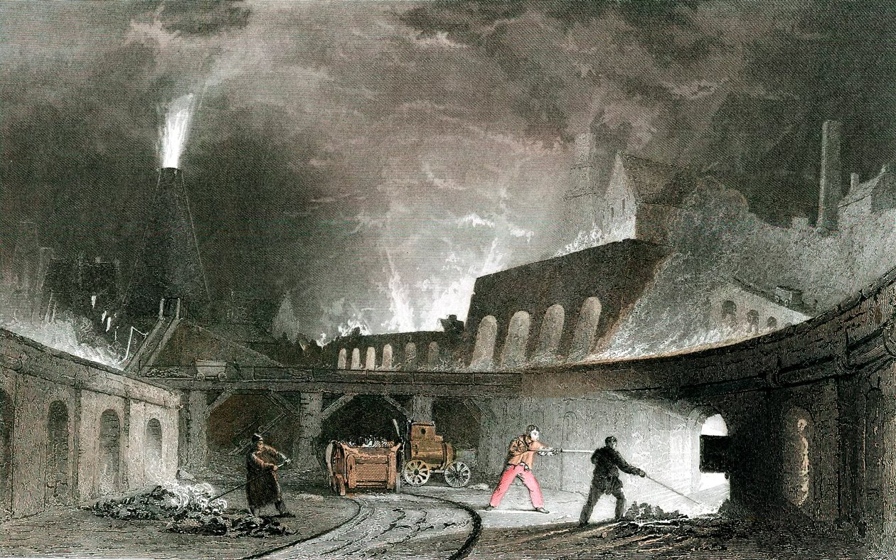 Bank of furnaces, Lymington Iron Works, Tyneside, England, 1835 av Unbekannt